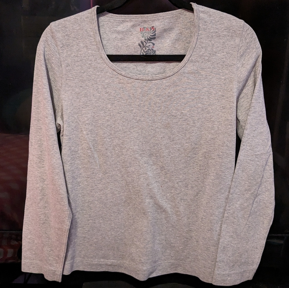 H&S Long Sleeved Basic Comfy Plain Grey Classic Cotton Polyester Shirt